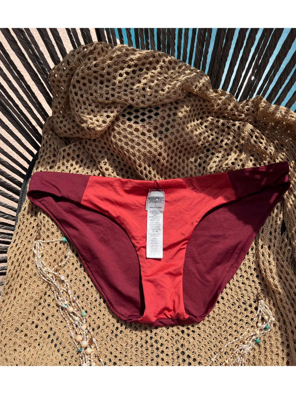 Patagonia Two-Tone Red and Burgundy Bikini Bottom